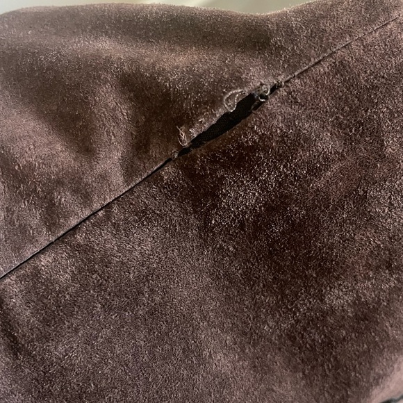 Leather Skirt Brown Black Stitch Pencil Size 12 Vintage - Picture 6 of 6